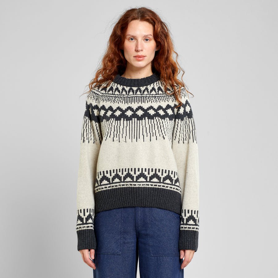 Dedicated Sweater Senja Fair Isle Pearl White