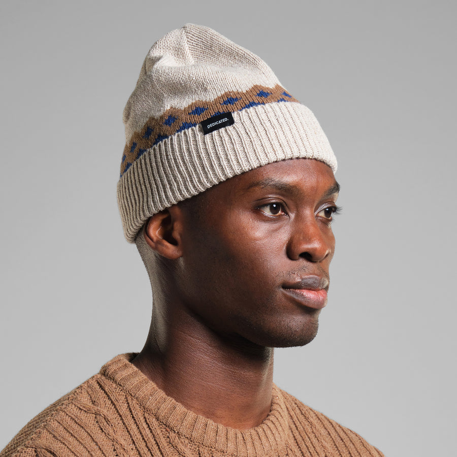 Dedicated Beanie Hemavan Wool Fair Isle Pearl White