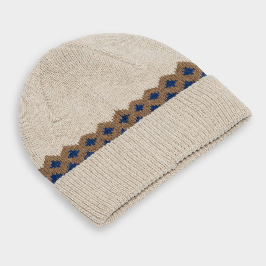 Dedicated Beanie Hemavan Wool Fair Isle Pearl White