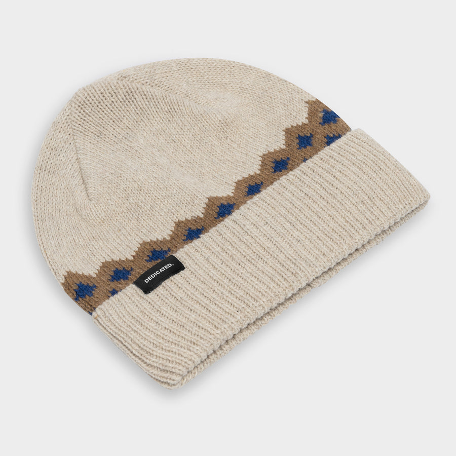 Dedicated Beanie Hemavan Wool Fair Isle Pearl White