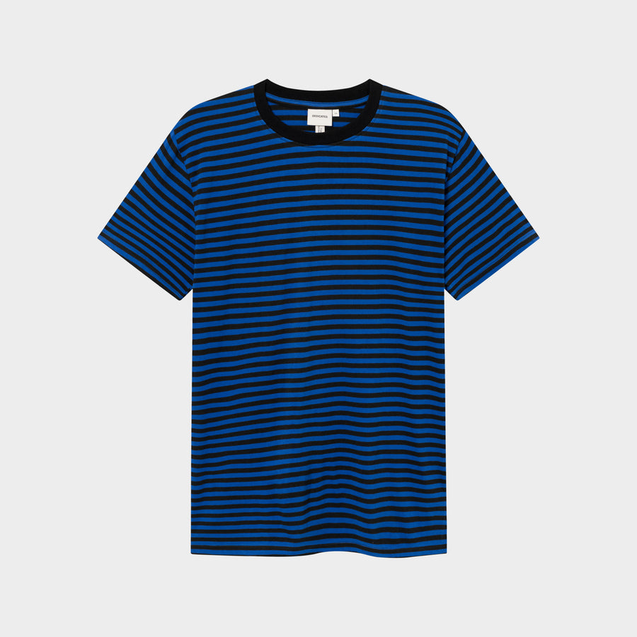 Dedicated T-shirt Stockholm Stripes Black/Surf Blue