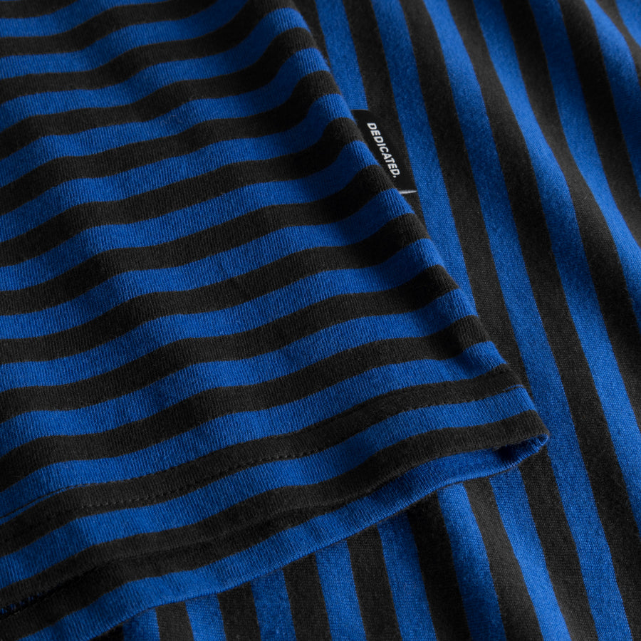 Dedicated T-shirt Stockholm Stripes Black/Surf Blue