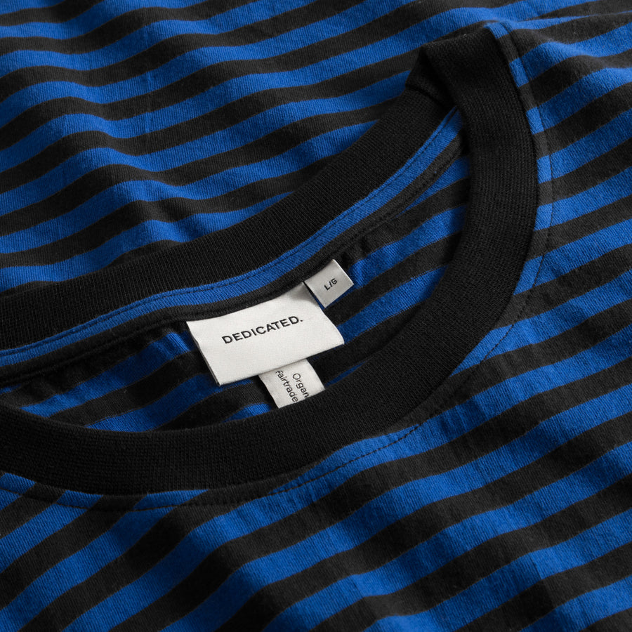 Dedicated T-shirt Stockholm Stripes Black/Surf Blue