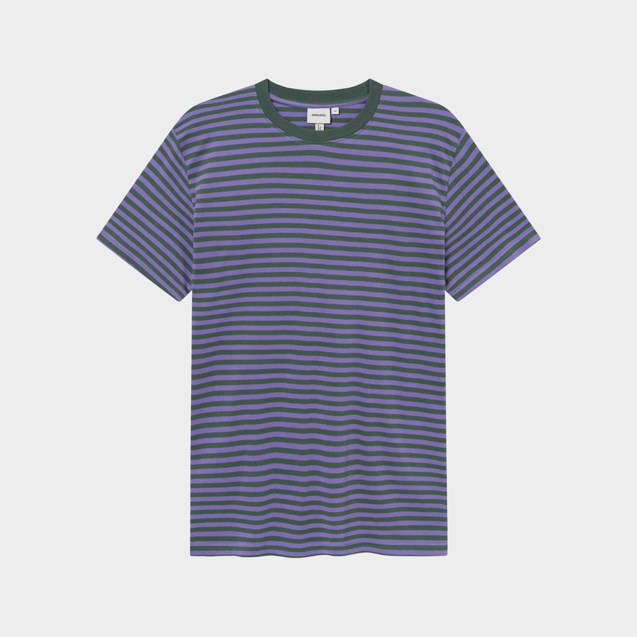 Dedicated T-shirt Stockholm Stripes Forest Green/Paisley Purple