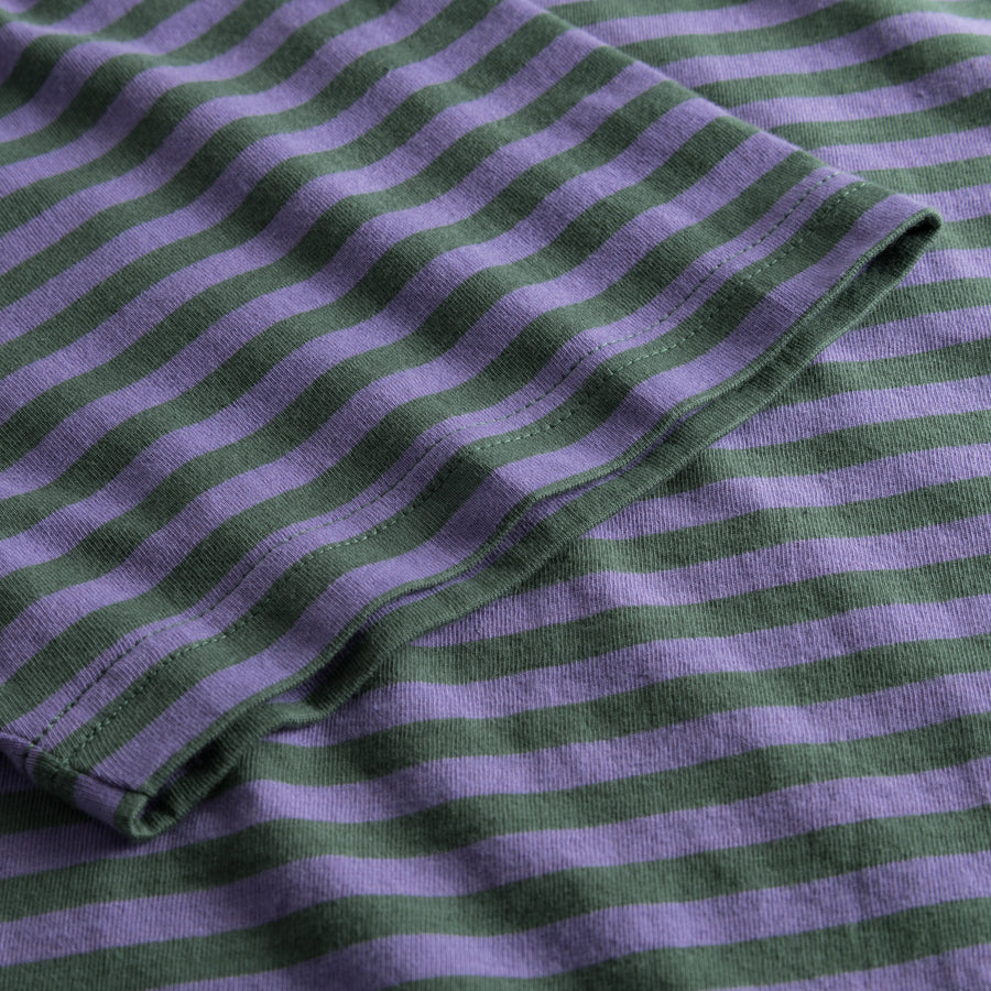 Dedicated T-shirt Stockholm Stripes Forest Green/Paisley Purple