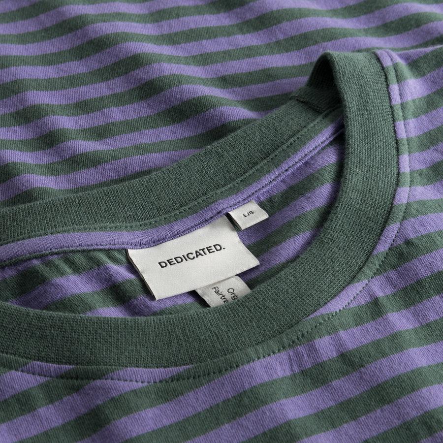 Dedicated T-shirt Stockholm Stripes Forest Green/Paisley Purple