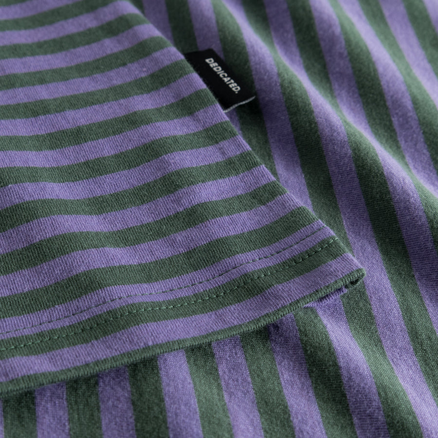 Dedicated T-shirt Stockholm Stripes Forest Green/Paisley Purple