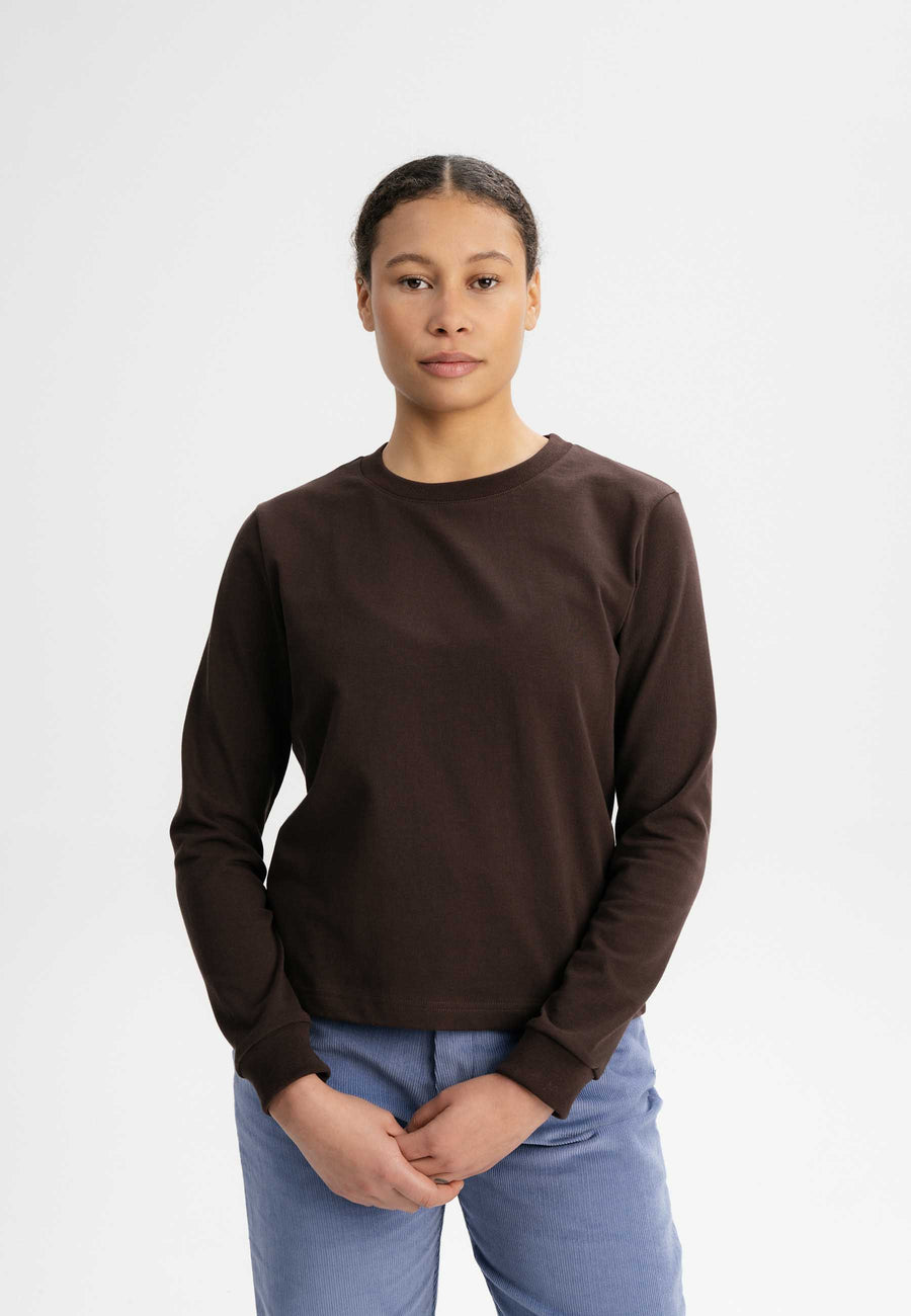 Mela Langarmshirt schwer AASTHA dunkelbraun