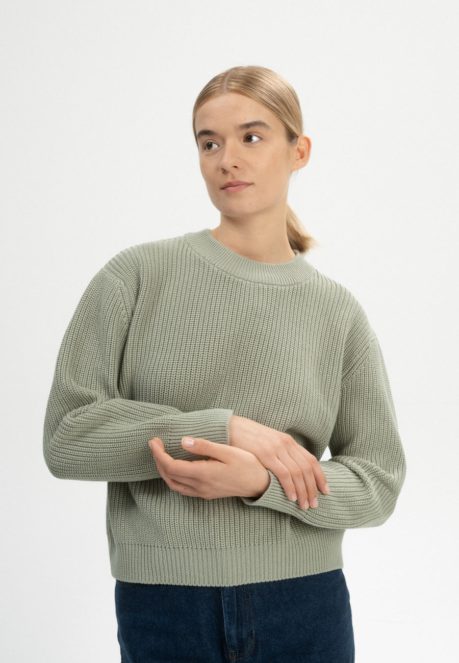 Mela Rippstrick Pullover ADAH green clay