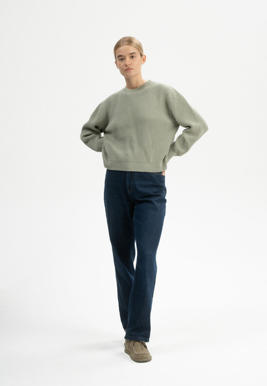 Mela Rippstrick Pullover ADAH green clay