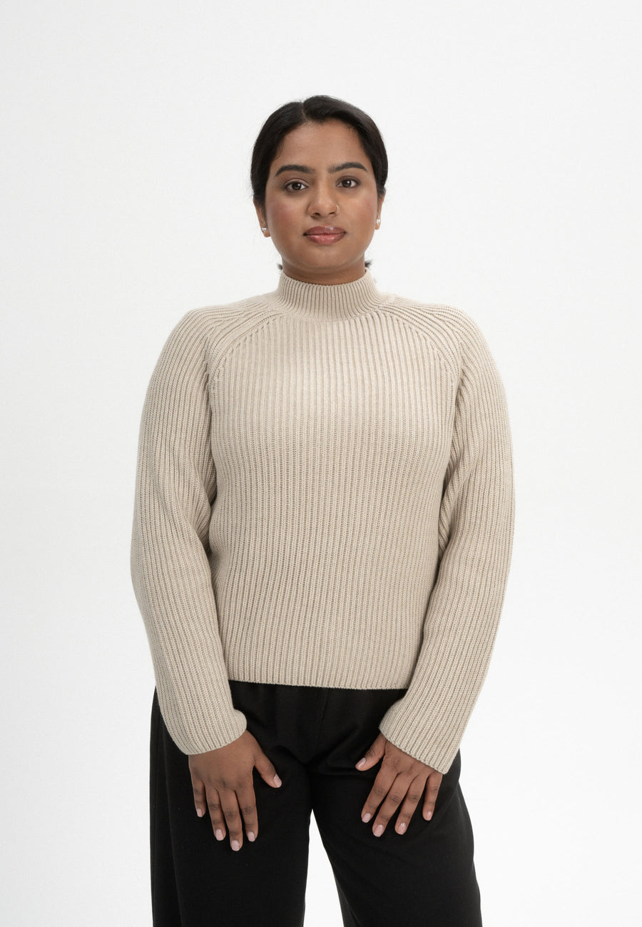 Mela Rippstrick Stehkragenpullover ANALAH kiesel melange