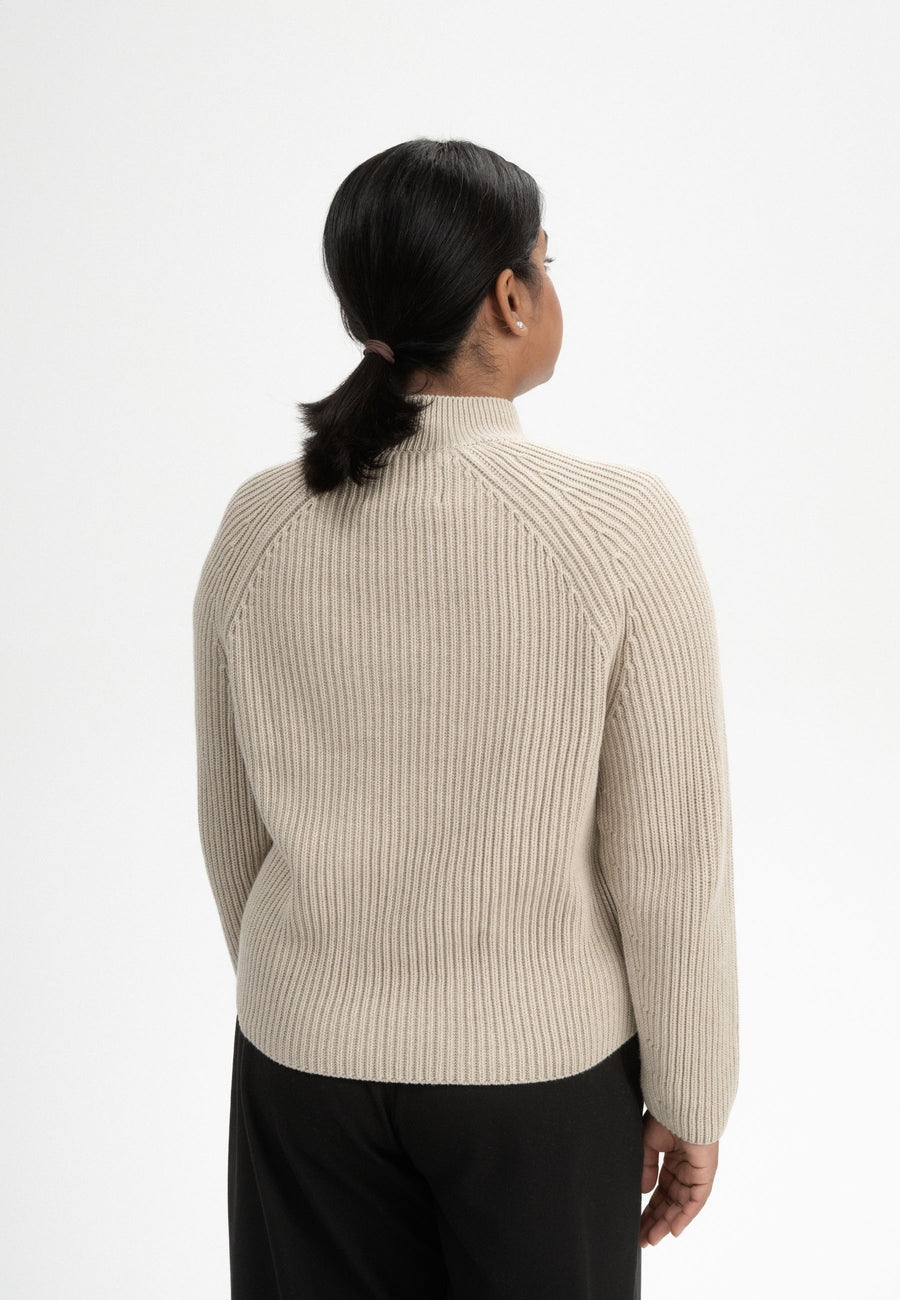 Mela Rippstrick Stehkragenpullover ANALAH kiesel melange