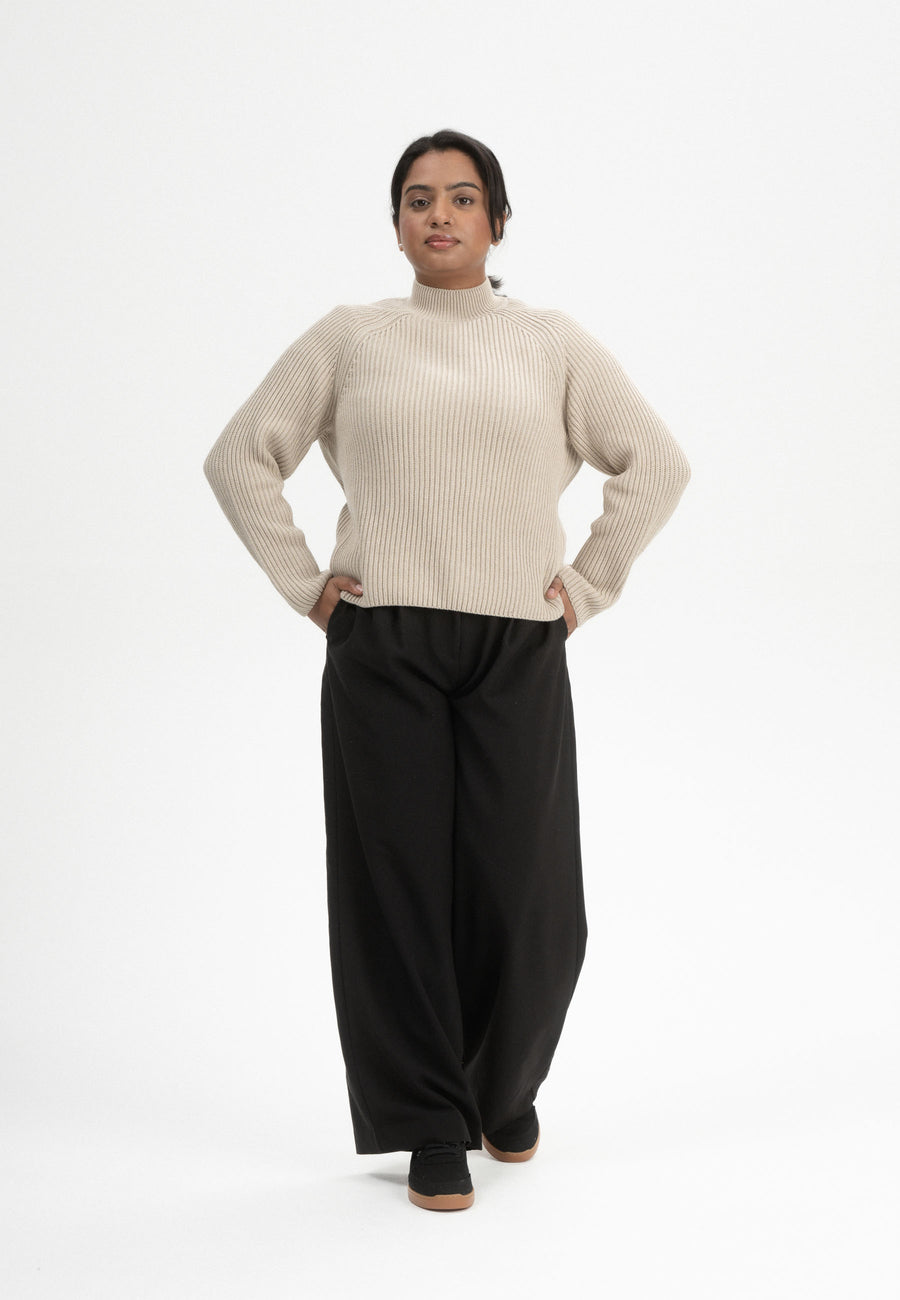 Mela Rippstrick Stehkragenpullover ANALAH kiesel melange