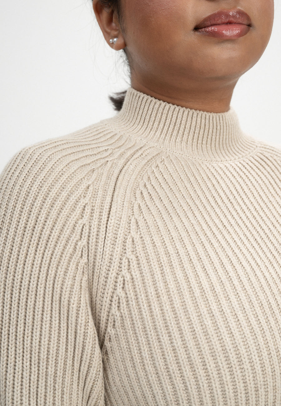 Mela Rippstrick Stehkragenpullover ANALAH kiesel melange