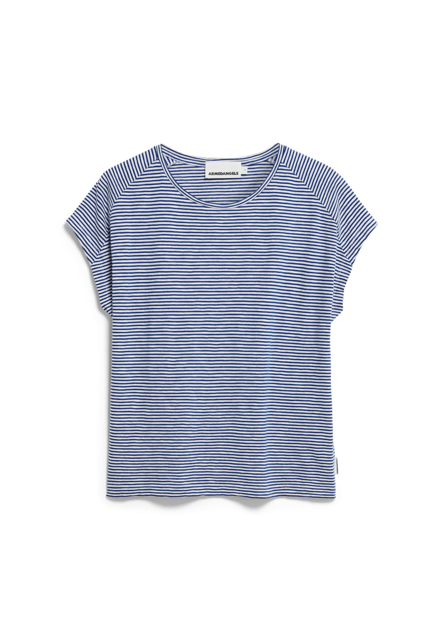 Armedangels T-Shirt ONELIAA LOVELY STRIPES oatmilk-lapis blue