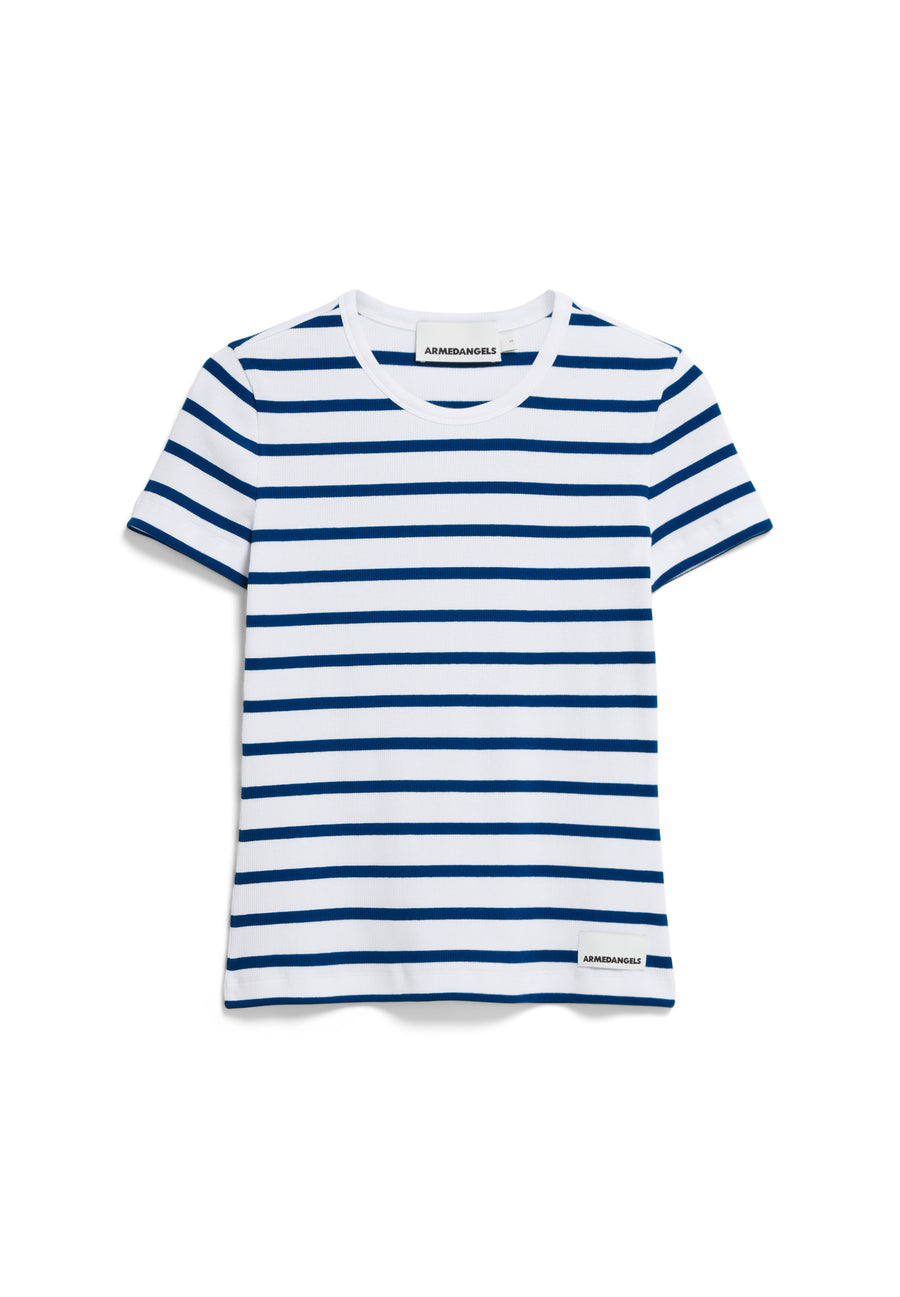 Armedangels T-Shirt KARDAA STRIPES white-lapis blue