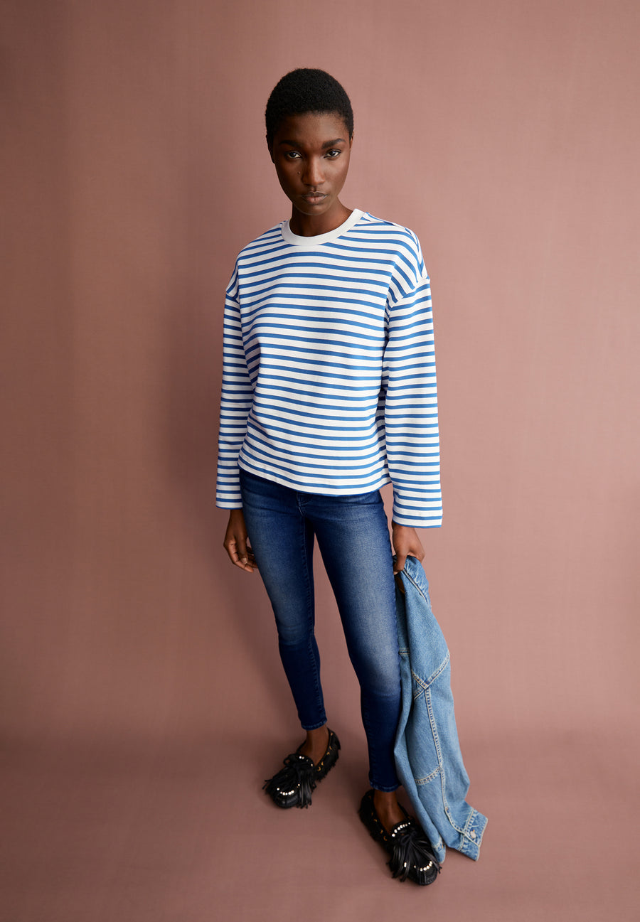 Armedangels Sweatshirt Frankaa Maarlen Stripe undyed-dark morning