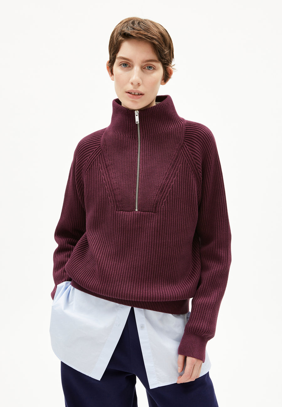 Armedangels Strick Pullover RONYIAAS GMT DYE dark cranberry