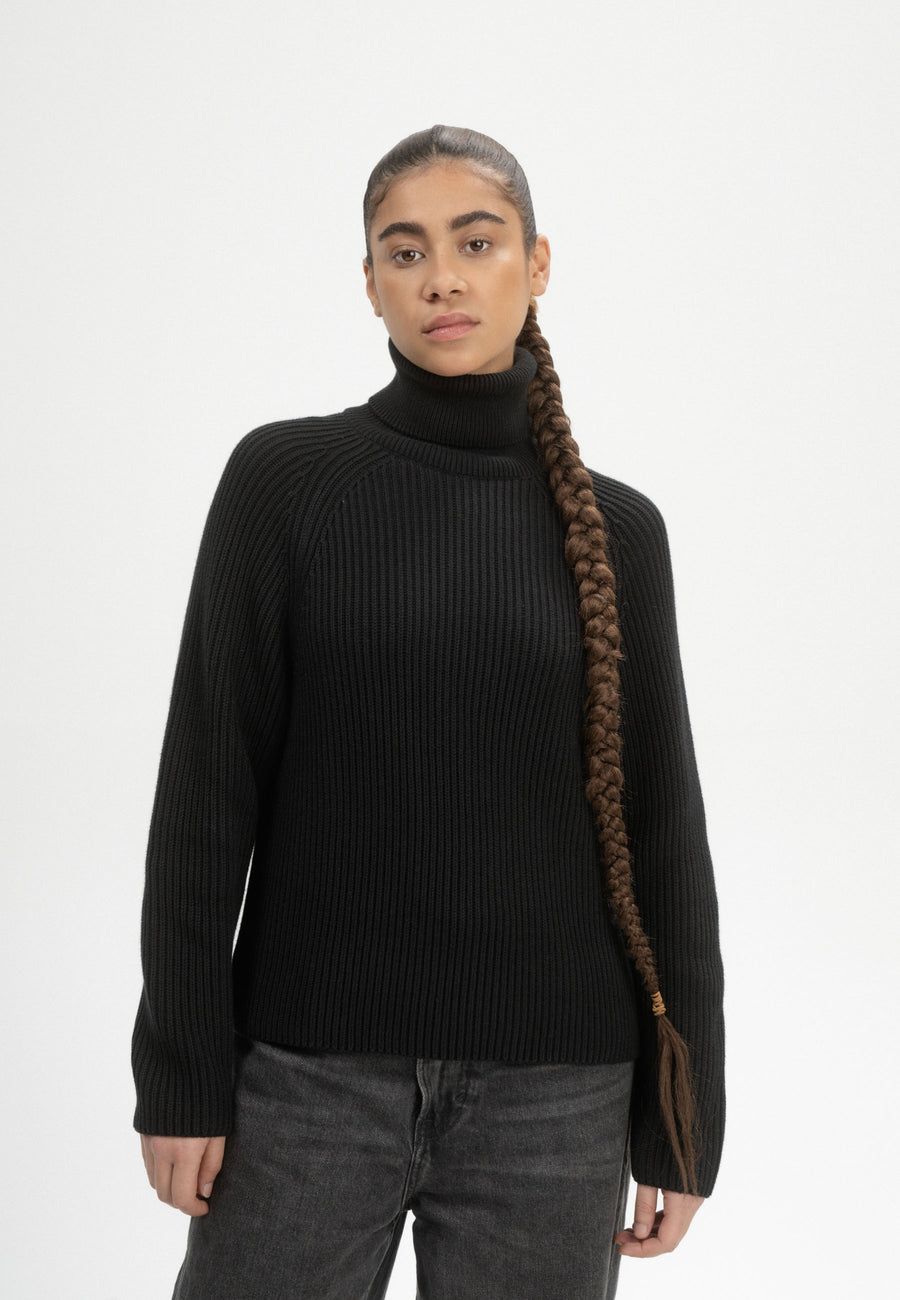 Mela Rippstrick Rollkragenpullover CHIRHA schwarz