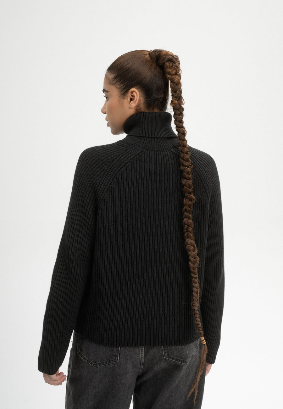 Mela Rippstrick Rollkragenpullover CHIRHA schwarz