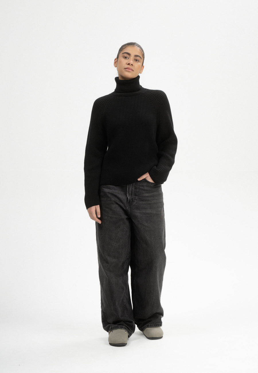 Mela Rippstrick Rollkragenpullover CHIRHA schwarz