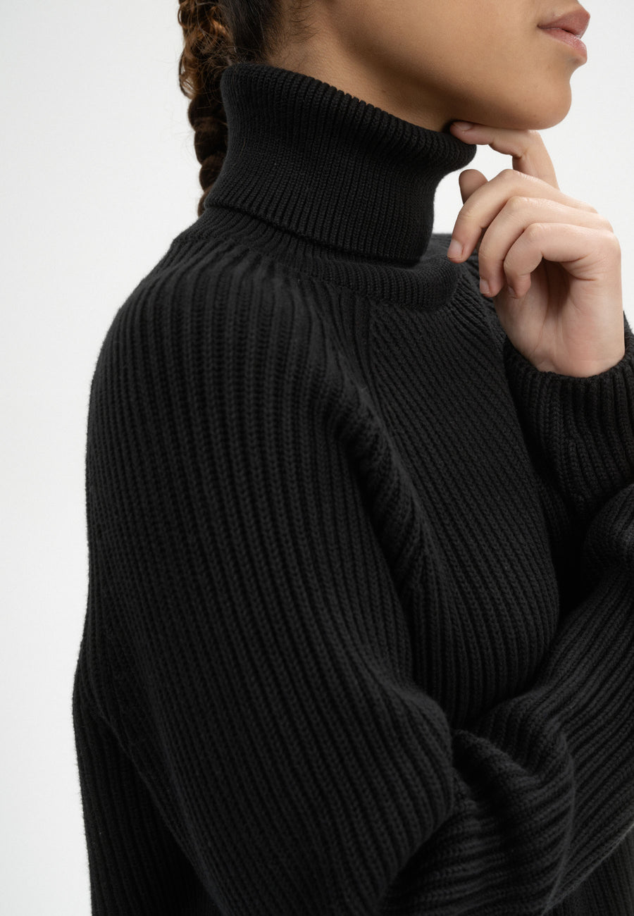 Mela Rippstrick Rollkragenpullover CHIRHA schwarz