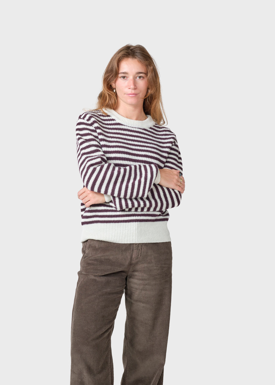Klitmøller Merino Pullover Gunilla knit Burgundy/cream