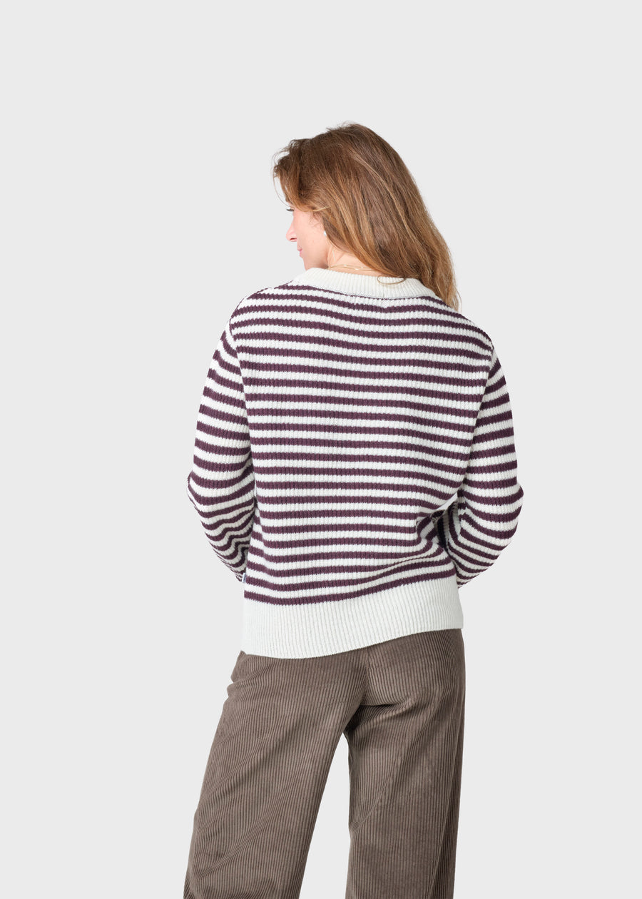 Klitmøller Merino Pullover Gunilla knit Burgundy/cream