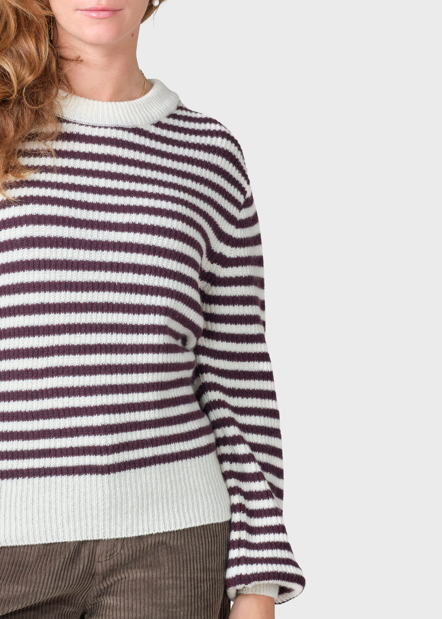 Klitmøller Merino Pullover Gunilla knit Burgundy/cream