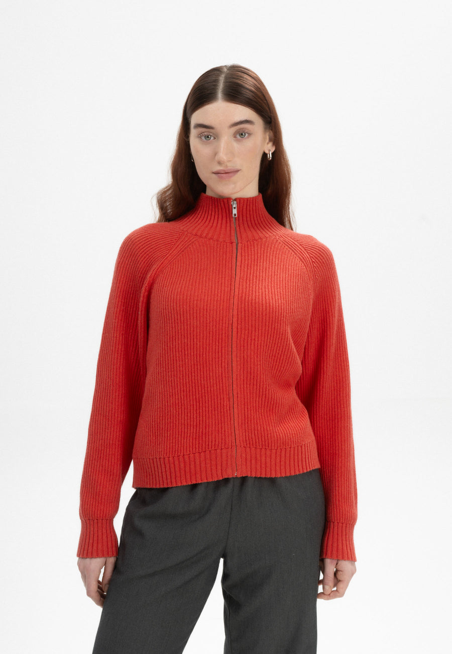 Mela Rippstrick Jacke KAMUKA red apple melange