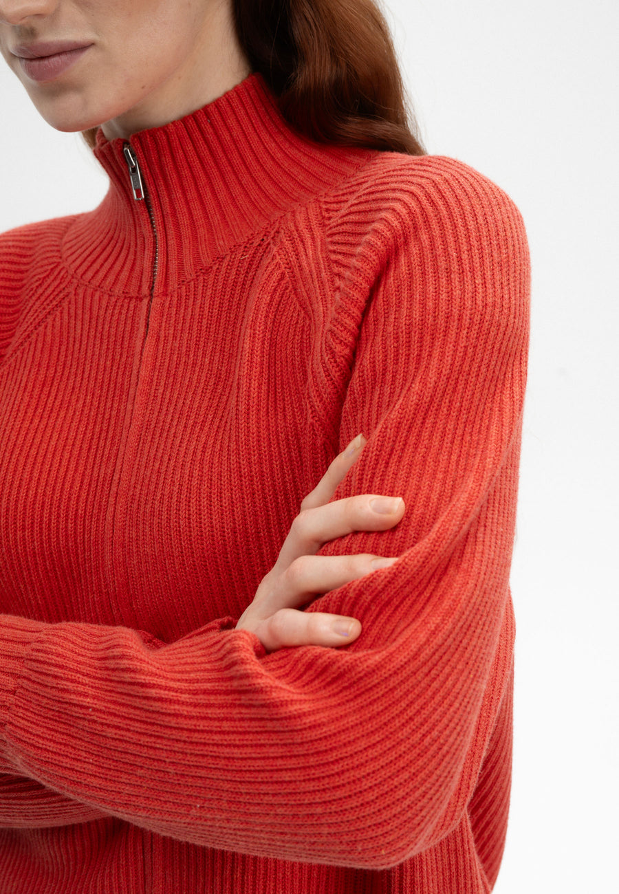 Mela Rippstrick Jacke KAMUKA red apple melange