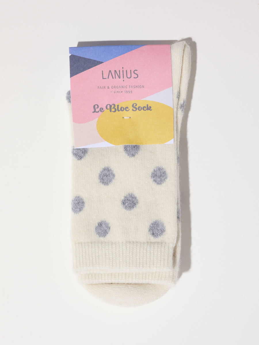 LANIUS - Lanius Socken mit Punkten GOTS off white/ grey melange - Grünbert