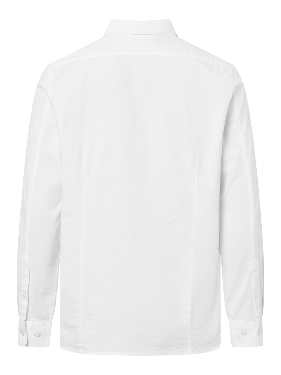 KnowledgeCotton Apparel - Knowledge Hemd Costom tailored fit small owl oxford shirt - GOTS/Vegan Bright White - Grünbert