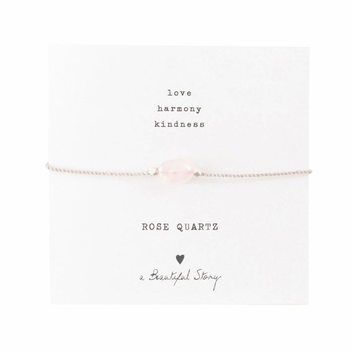 A Beautiful Story - A Beautiful Story - Gemstone Card Rose Quartz Silver Bracelet - Grünbert